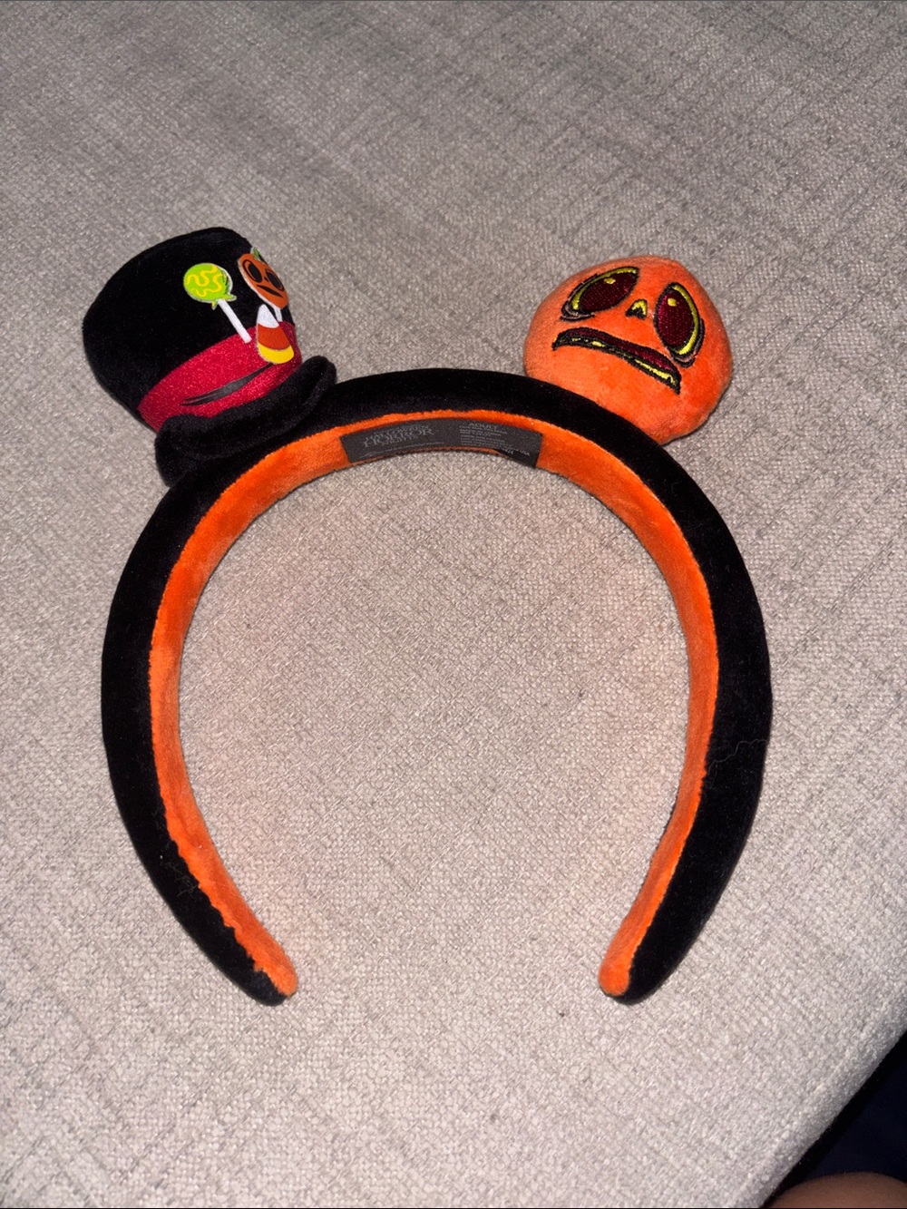 Halloween Pumpkin Ear Headband - Black & Orange